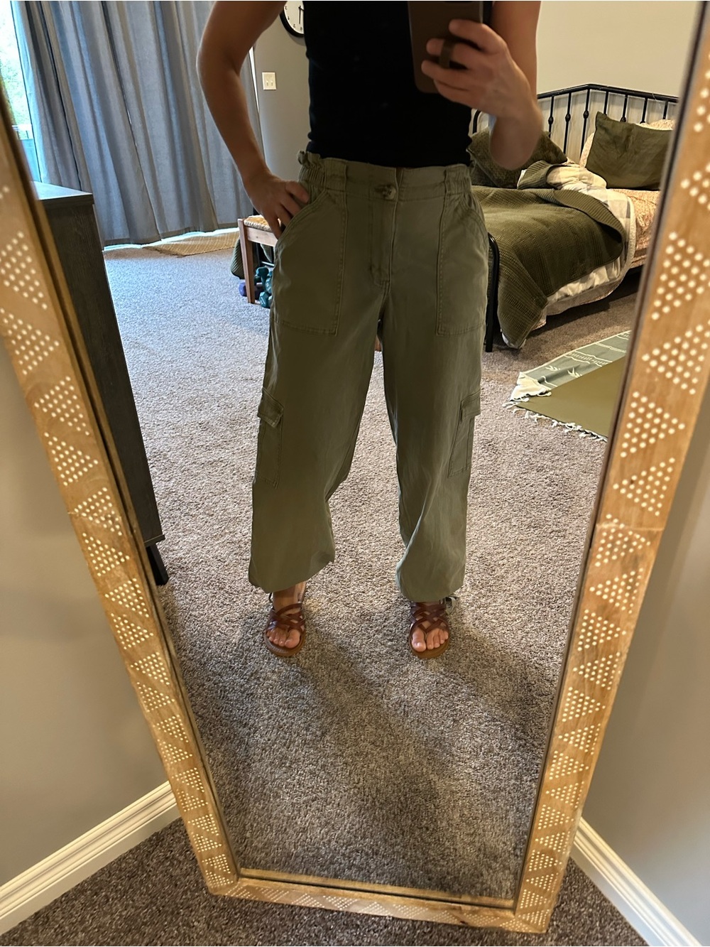 Maurices Olive Green Utility Pants with Elastic Waistband
